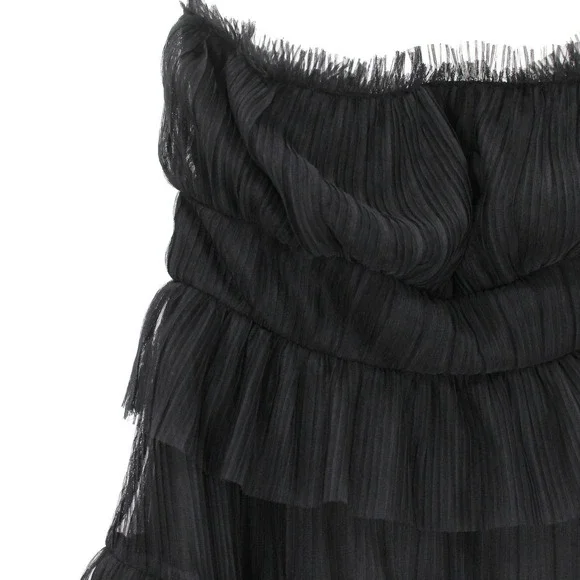 barlow mini dress lovers and friends Lovers And Friends Barlow Black Mini Tiered Tulle Strapless Mini Dress The Closet New York